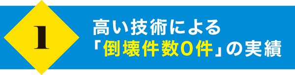 高い技術による「倒壊件数0件」の実績 高い技術による「倒壊件数0件」の実績