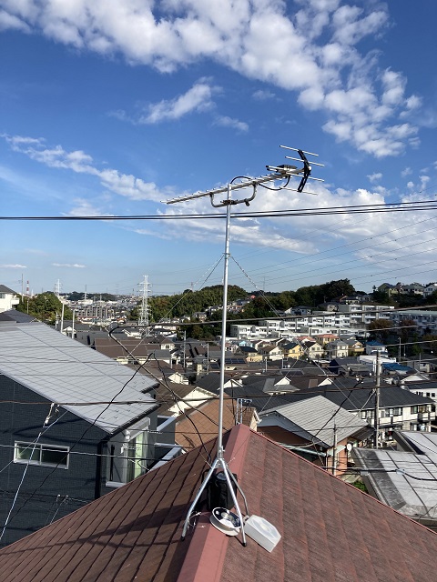 UHFアンテナ立て直し